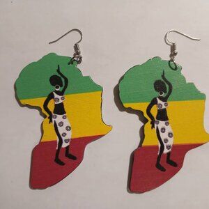 Afrocentric Earrings / Afro-Caribbean Earrings / Wooden Earrings